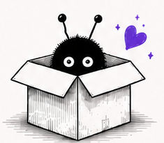 Woki asomándose desde una caja